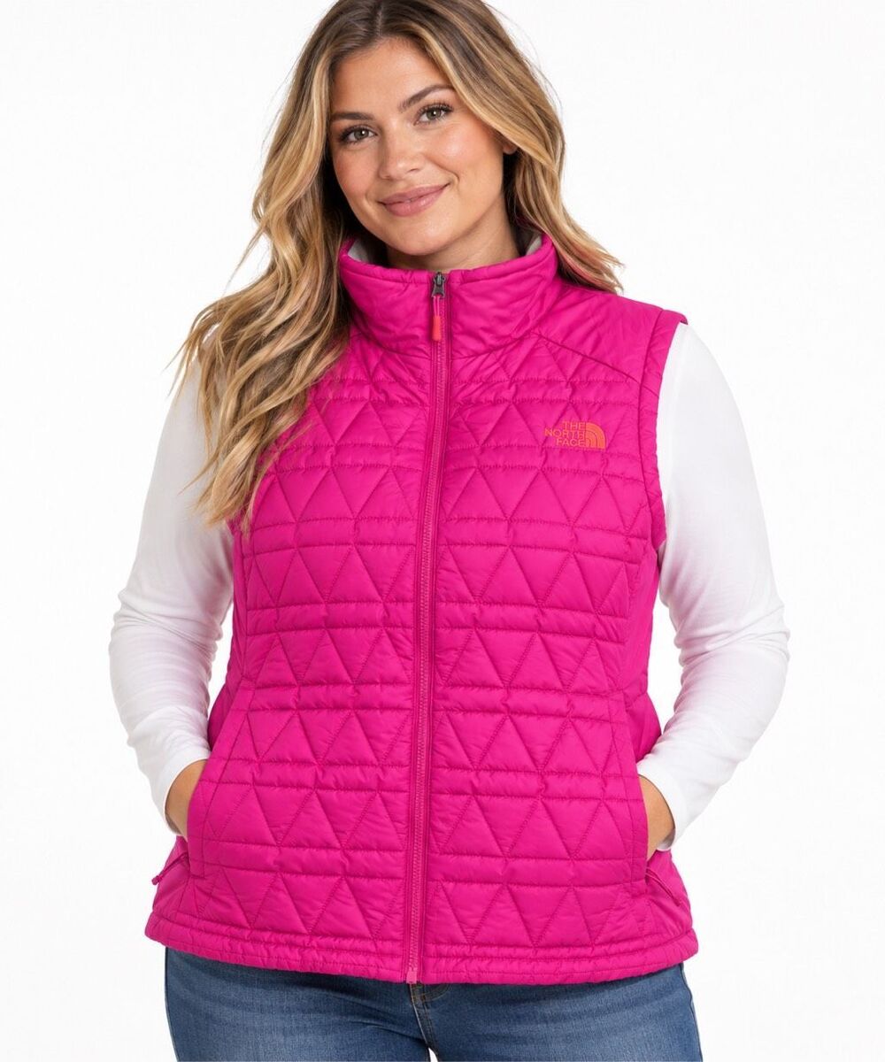 The North Face Women’s Pink Quilted Full Zip Insulated Vest Size XL